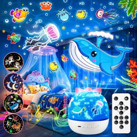 Music Box with 10 Sleep-Inducing Songs, Planetarium with 15 Projection Films for Home, Kids, Baby with White Noise, Remote Controlled Night Light, Automatic Timer, Indirect Lighting, Funny Present