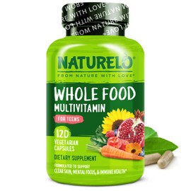 NATURELO Multivitamins for Teenage Girls/Boys, 120 Capsules, Whole Food Multivitamin with Minerals, Non-GMO, Vegetarian