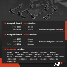 A-Premium Set of 4, Front & Rear Sway Bar Links Stabilizer Bar Links Kit, Compatible with Toyota 4Runner 2003-2022, FJ Cruiser 2007-2014 & Lexus GX470 2003-2009