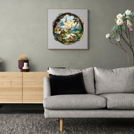 Wooden Puzzle for Adults and Children, Puzzle 200 Pieces, Circular Unique Puzzle, Wooden Puzzle 3D Cave Jurassic, Wooden Puzzle with Wooden Gift Box