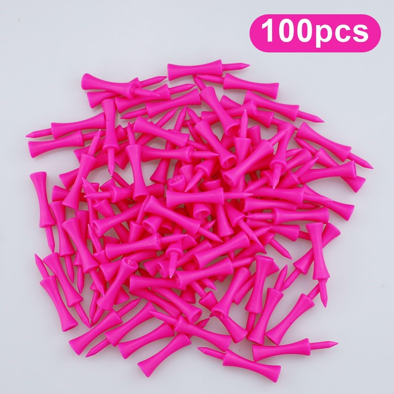 LWMLWM Pack of 100 Pink Golf Tees, 57 mm Plastic