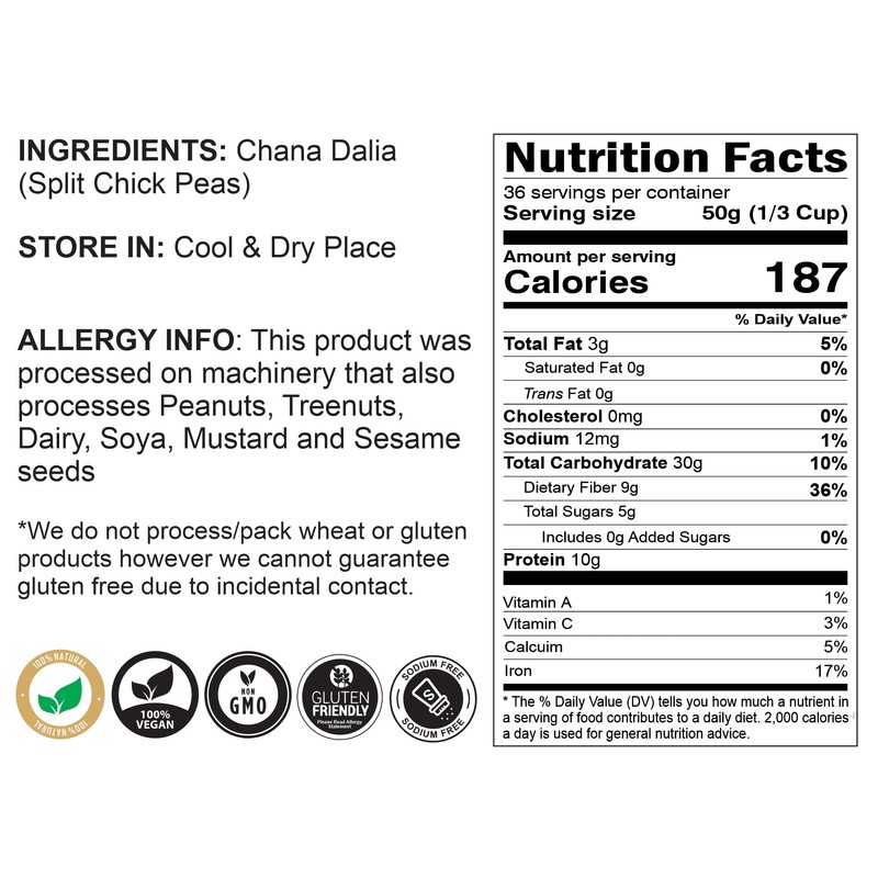 Asian Kitchen Daliya Split (Roasted Split Chickpeas Dalia) 4lbs (64oz)