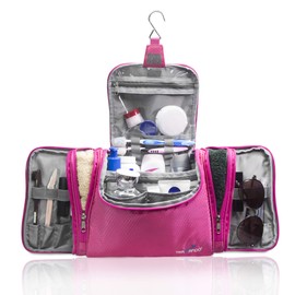 TRAVANDO ® XXL Ladies Large Hanging Toiletry Bag Large 8.8 Litre Volume Cosmetic Bag with Multiple Compartments Wash Bag Large Beauty Case Wash Bag Travel Toilet Bag., Pink
