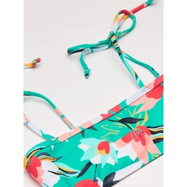 Kanu Surf Girls' Groovy Beach Sport Bandeau Bikini 2-Piece Swimsuit, Tropical Dance Atlantis, 10