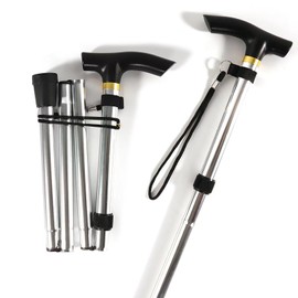 GKK Folding Cane,Foldable,Foldable Walking Cane for Men,Women,Lightweight,Adjustable,Portable Hand Walking Stick - Balancing Mobility Aid, Ideal Daily Living Aid for Limited Mobility (sliver)