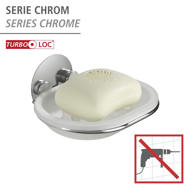 Wenko 18776100 TurboLoc soap dish fixing without drilling, Metal Steel,