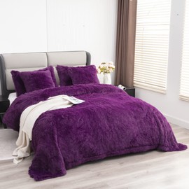 YUSOKI Faux Fur Queen Blanket(Purple,90" x 90"),Whithout Pillows,Winter Lightweight Plush Fuzzy Soft Cozy Microfiber Comfy Bed Blanket for Women Kids Girls Couch Sofa Washable