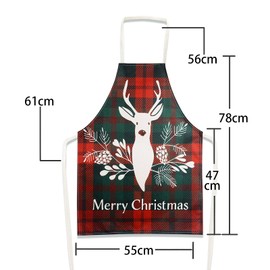 Christmas Apron Red Checked Christmas Aprons with Merry Christmas and Christmas Patterns Linen Cooking Apron for Men and Women Gift for Chef and Baker for Christmas Eve etc., Reindeer