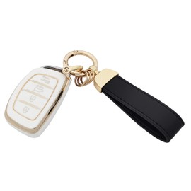 vurbemes TPU Key Fob Cover Case fit for 2019 2018 2017 2016 2015 2014 2013 Hyundai Sonata Tucson Elantra Keyless Entry Key Fob (White)