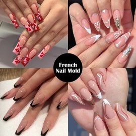 U-Shinein French Nail Form Stickers, 60 Pieces Nail Extension Stencil, Recyclable Nail Stencils, Soft Nail Extension Stencil, Durable Extension Stencils for French Manicure, French Nail Stickers