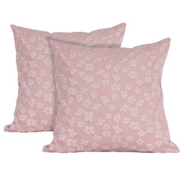VIV CHERBL 18x18 Inch Spring Pillow Covers Set of 2 - Pink Floral Decorative Square Throw Pillows for Couch, Bed, Living Room with Hidden Zipper, Accent Pillows for Home Decor (No Insert)