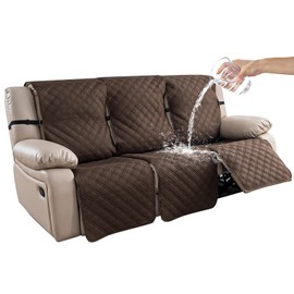 YUEANG 3 Seater Recliner Chair Covers 100% Waterproof Recliner Cover,Non-Slip Recliner Chair Cover Sofa Slipcover,Washable Couch with Elastic Straps Protector for Kids, Dogs, Pets Chocolate