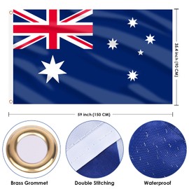 AhfuLife Australia Flag 3x5 Ft,Large Australian Flags for Outside - Double Side with Brass Eyelets for Olympic Party Decorations, Bar Garden Street Decoration Indoor Outdoor