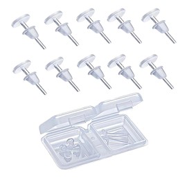 Ayestar Transparent Medical Resin Earrings, 10 Piercings + 10 Catches, Transparent Earrings, Non-conspicuous, Cartilage Piercing, Keeps Cartilage, Hypoallergenic, 0.5 oz (14 g), Shaft 0.5 inches (12