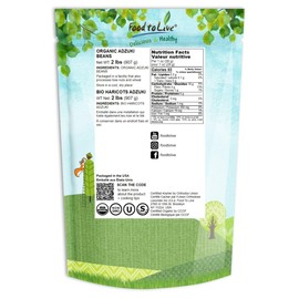 Food to Live Organic Adzuki Beans, 2 Pounds – Non-GMO, Sproutable, Whole Raw Dried Azuki Beans (Red Mung Beans), Vegan, Kosher, Bulk Organic Beans. Rich in Minerals, Dietary Fiber and Protein