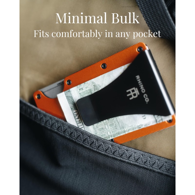RHINO CO. Minimalist Metal Wallet RFID-Blocking Credit Card Holder with