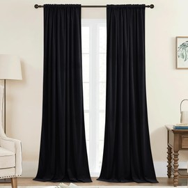 StangH Luxury Black Curtains 96 inches Long - Velvet Blackout Thermal Insulated Drapes for Bedroom/Living Room Enhance Privacy Soundproof for Home Theater Studio, W42 x L96, 2 Panels