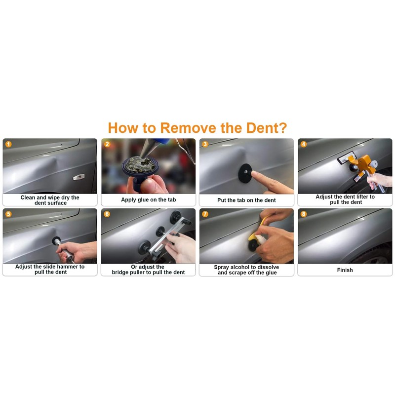 GLISTON Auto Dent Puller Kit with Golden Lifter Dent Remover,