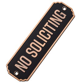 Maoerzai No Soliciting Brass Door Sign, Brass No Soliciting Thank You Sign, Solid Brass Wall Plaque Home Decor Accessories Door Or Wall. (Black - No Soliciting Sign-BR)