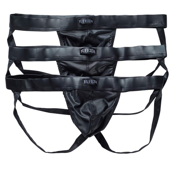 YFD Men's Boxer Briefs Underwear Black Lingerie Bikini Strings Briefs Pack of 3 - xl