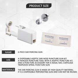 6 Pack Ear Piercing Gun, Disposable Sterile Ear and Nose Piercing Gun Kit, Painless Piercing Tool with Aseptic Piercing Kit, Piercing Accessories for Nose Studs Cartilage Tragus Helix Piercing Gun