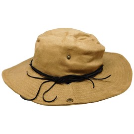 Trade Winds Tan Beige Suede Bucket Hat Cap with Buttons and Adjustable String