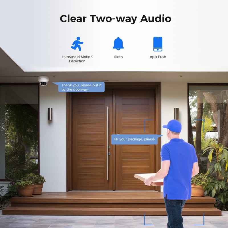 Hiseeu 360° Security Camera Outdoor with HD Night Vision,4K POE