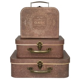 Decorative Box Set of 3 Decorative Storage Boxes with Lids, Vintage Suitcases for Home Decoration, Keepsake Box, Cardboard Suitcase Memento Case Box, Photo Storage Box Hat Box Nesting Gift Box (Brown)