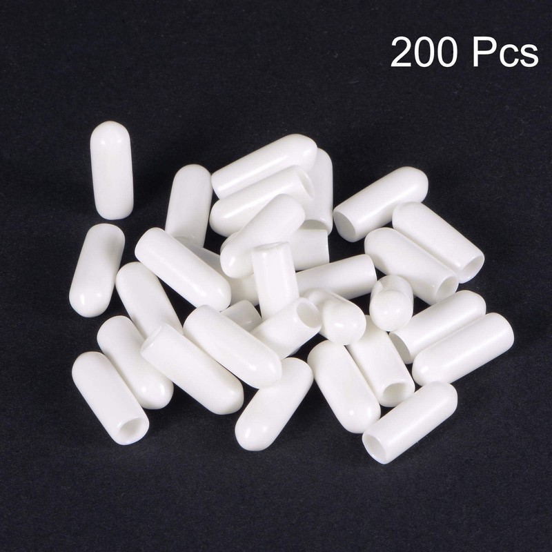 TA-VIGOR 200Pcs Rubber End Caps, 4mm ID Round Flexible Screw