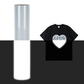 RENLITONG Reflective HTV Iron on Vinyl 12Inch by 10ft Roll Heat Transfer Vinyl for T-Shirt HTV Rolls for All Cutter Machine - Easy to Cut & Weed for Heat Transfer Design (Reflective Light Gray)