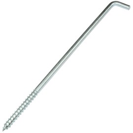 AERZETIX - C58033 - Set of 5 Screw Hooks in Shape L for Screwing Diameter 8 x 200 mm - Square Hook with Self-Tapping Screw - Galvanised Steel - Colour Silver