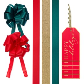 Papyrus Christmas Gift Tags, Ribbons and Bows for Gift Wrapping, Red, Green and Gold (10-Count)