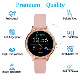 KELOLIN [4 Pack] Tempered Glass Screen Protector For Fossil Women's Gen 5E 42mm-Anti-Scratch, Anti-Glare, Anti-Fingerprint 9H Hardness Screen Protector Compatible with Fossil Women's Gen 5E 42mm
