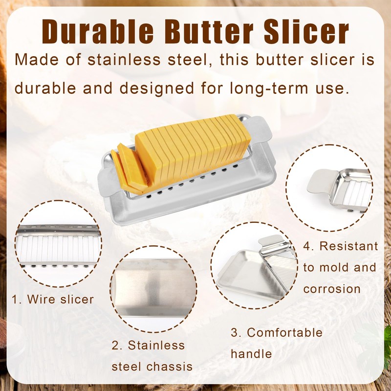 Butter Slicer Cutter, Stainless Steel Wire Cheese Block Slicer with