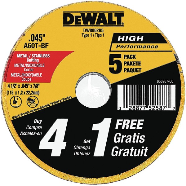 DEWALT DEWALT 4-1/2 Inch Cut-Off Wheel, Angle Grinder Cutting Disc,