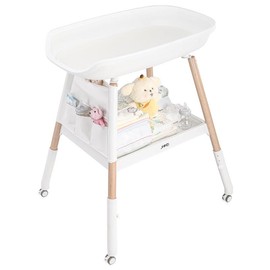 JMMD Baby Changing Table, Changing Station for Nursery, Adjustable Height Diaper Station with Waterproof Changing Pad and Storage for Baby 0-5 Months - Color: WhiteBasic