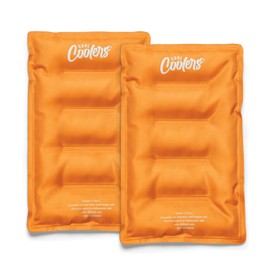 Cool Coolers 2 Pack Soft Ice for Coolers, Large Reusable Lunch Box Ice Pack, Flexible Stretch Nylon, Durable, Cooler Ice Packs for Lunch Boxes, Large Reusable Freezer Packs, by Fit & Fresh, Apricot