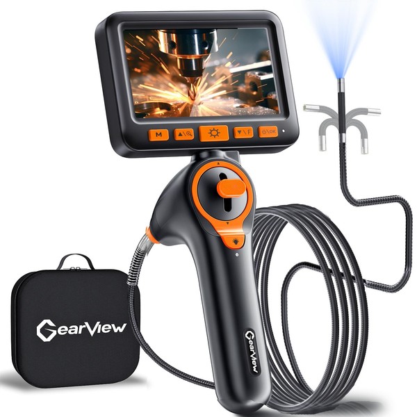 GearView Articulating Borescope Camera with Light, 210° Dual-Direction Inspection Scope