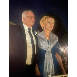 Rheane Dressy Shawl and Wrap for Evening Wear - Silver (Dark Gray with Silver Glitter)