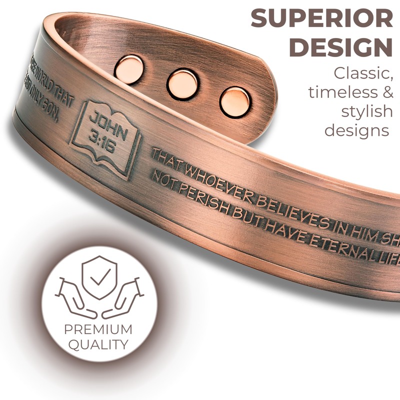 Willis Judd JESUS Men's Pure Copper Magnetic Therapy Adjustable Bracelet