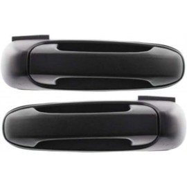For Dodge Ram 1500 2002-2008 Exterior Door Handle Driver and Passenger Side | Pair | Rear | Textured Black | All Submodels | Replacement For CH1520109, CH1521109 | 55275685AB, 55275684AB