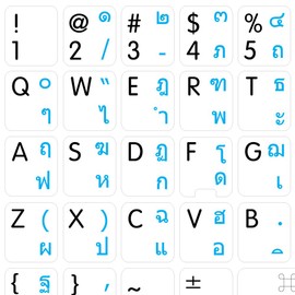 MAC ENGLISH-THAI KEYBOARD STICKERS ON WHITE BACKGROUND