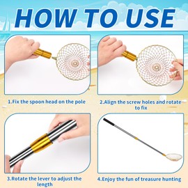 MARFOREVER 2 Pieces Shark Tooth Sifter Sand Sifter with Shell Bags, Beach Sand Dipper Shovel Long Handle Shell Scoope Sand Scoop for Picking Up Shells Beachcombing Rock Hunting Tools