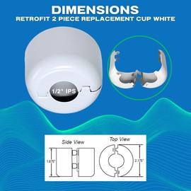 Adjustable Fire Sprinkler Escutcheon Cup, RETROFIT 2 PIECE Escutcheon Pendant Cup White 1/2" IPS, For Fire Sprinkler Trim - 12 PK