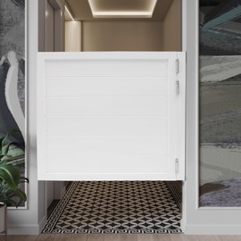 Fenjidrop Swing Door, Premium Solid Wood Swinging Doors, Modern Cafe Door, 180° Dual-Action Spring Hinges for Interior, Kitchen, Bar (Black, 35.4x35.4in)