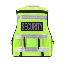 SECURITY High Visibility Safety Vest Jacket Tactical Law Enforcement Gear Made with Breathable Mesh Meets ANSI/ISEA Standards (FREE SIZE, YELLOW)