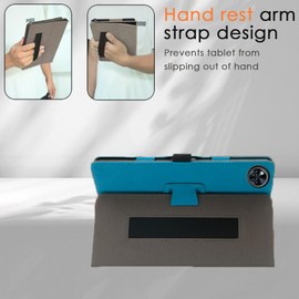 XLTTONG for DOOGEE U11 Case 11 Inch,Full Coverage PU Leather Cover Case Folding Stand with Hand Strap Cover for DOOGEE U11 Pro (Peacock Blue)