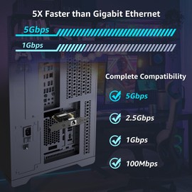 5Gb PCIe Network Card, YuanLey 5G Base-T PCI Express Ethernet Adapter with RTL8126, Support WOL, 5G/2.5G/1G/100Mbps NIC Card RJ45 Port for PC Windows/Linux OS