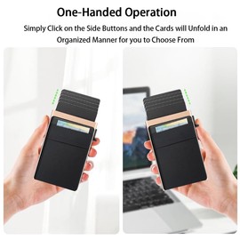 JESWO Pop Up Credit Card Holder with Multiple Card Slots, Slim Wallet with RFID Protection, Holds 6 Cards and Cash (Gold)