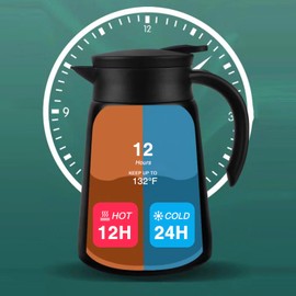 Mini Stainless Steel Thermal Carafe Coffee, 30 oz Tea Pot Double Wall Vacuum Insulated with Handle and Lid (black)